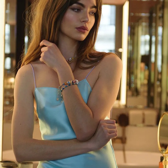 DANNIJO Augustine 10k Goldplated & Turquoise Peace Beaded Bracelet NWT - Picture 12 of 16